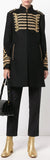 Black Wool Military Coat