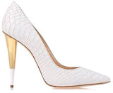 Snakeskin Leather Stiletto Pumps in Black or White - DESIGNER INSPIRED FASHIONS