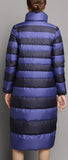 Stripe Puffer Down Coat, Purple & Blue