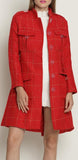 Single-Breasted Large-Clear-Button Coat, Red