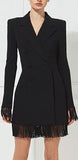 Black Long Fringed Blazer