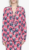 GG Wallpaper Print Blouse with Tie & Pleated-Hem Pants