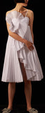 Pleated Ruffle Fan Dress, White