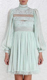 'Rhythm Spiral' Empire Dress in Mint Green - DESIGNER INSPIRED FASHIONS