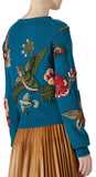 Blue Embroidered Knit Sweater - DESIGNER INSPIRED FASHIONS