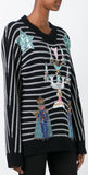 Embellished Stripe Knit Sweater in Black - DESIGNER INSPIRED FASHIONS