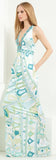 Geometric Printed Deep V-Neck Sleeveless Long Jersey Silk Maxi Dress - DESIGNER INSPIRED FASHIONS