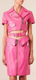 Faux-Leather Zip Top & Skirt Set in Pink - DESIGNER INSPIRED FASHIONS