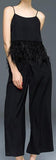 Feather Trimmed Top & Matching Capri Pant's-White or Black - DESIGNER INSPIRED FASHIONS
