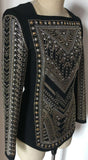 Bead-Embellished Black Long-Sleeve Top - DESIGNER INSPIRED FASHIONS
