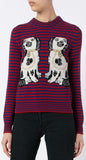 Dog & Stripe Intarsia Knit Sweater