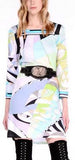 Geometric Print Square Neck Jersey Silk Mini Dress - DESIGNER INSPIRED FASHIONS