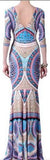 Long Printed V-Neck Jersey Silk Gown - DESIGNER INSPIRED FASHIONS