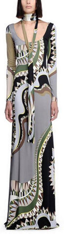 Long Abstract Printed Gown - DESIGNER INSPIRED FASHIONS
