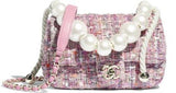Tweed and Imitation Pearl Flap Bag