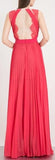 Lace Pleated Gown, Red or Light Blue