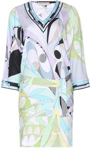 Color-Block Printed Jersey Silk Dress - DESIGNER INSPIRED FASHIONS