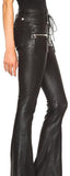 Black Faux-Leather Lace-up Flare Pants - DESIGNER INSPIRED FASHIONS