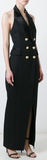 Black Double-Breasted Sleeveless Waistcoat Dress - DESIGNER INSPIRED FASHIONS
