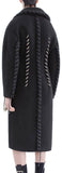 Stitch-Contrasting Black Wool Coat - DESIGNER INSPIRED FASHIONS