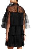 Lace & Tulle Tiered Point D'Esprit Dress in Black - DESIGNER INSPIRED FASHIONS