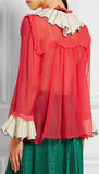 Sequin Embellished Silk Shirt in Red - DESIGNER INSPIRED FASHIONS