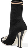 Faux Pearl-Embellished Stretch-Knit Sock Boots