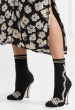 Faux Pearl-Embellished Stretch-Knit Sock Boots