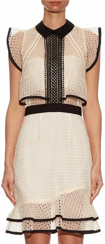 Ruffled Embroidered Cotton Organza Dress - DESIGNER INSPIRED FASHIONS