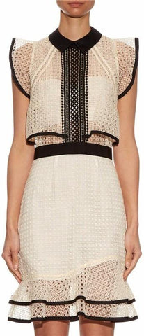 Ruffled Embroidered Cotton Organza Dress - DESIGNER INSPIRED FASHIONS