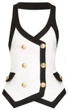 Contrast Double Breasted Vest-Top - DESIGNER INSPIRED FASHIONS