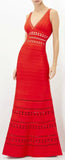 'Nuria' Cut-out Long Red Bandage Dress - DESIGNER INSPIRED FASHIONS
