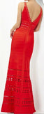'Nuria' Cut-out Long Red Bandage Dress - DESIGNER INSPIRED FASHIONS