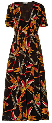 'Bird of Paradise' Print Silk Midi Dress - DESIGNER INSPIRED FASHIONS