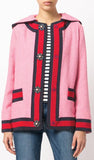 Hooded Knit Cardigan-Jacket, Pink
