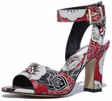 Floral Print Sandals - (Red, Black, Blue)