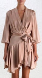 Empire Silk Robe Dress in Green, Pink or Black - DESIGNER INSPIRED FASHIONS