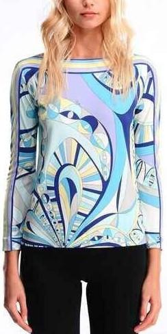 Blue Print Jersey Silk Top - DESIGNER INSPIRED FASHIONS