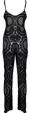 Cut-Out Lace-Macrame Sleeveless Jumpsuit-Black