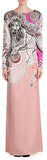 'Zodiac' Printed Long Jersey Silk Gown in Pink - DESIGNER INSPIRED FASHIONS