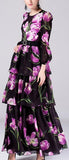 Black Floral Printed Gown - DESIGNER INSPIRED FASHIONS