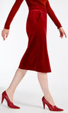 Red Velvet Midi Skirt