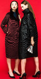Embroidered White-Goose-Down Coat in Wine Red or Black - DESIGNER INSPIRED FASHIONS