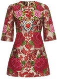 Embellished Heart & Floral-Appliques Mini Dress - DESIGNER INSPIRED FASHIONS