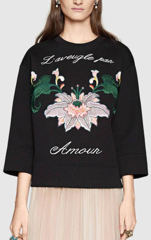 'L'aveugle par amour' Print Sweatshirt in Black - DESIGNER INSPIRED FASHIONS