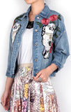 Embroidered Denim Distressed Jacket - DESIGNER INSPIRED FASHIONS