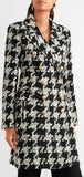 Houndstooth Double-Breasted Tweed Coat