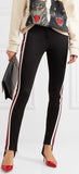 Striped Tech-Jersey Leggings, Black
