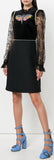 Black Embellished Lace-Trimmed Dress