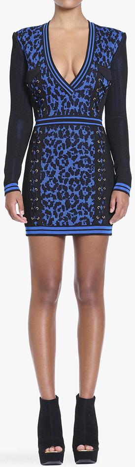 Lace-up Leopard Print Mini Dress